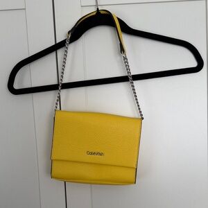 Calvin Klein Bright Yellow Silver Chain Bag